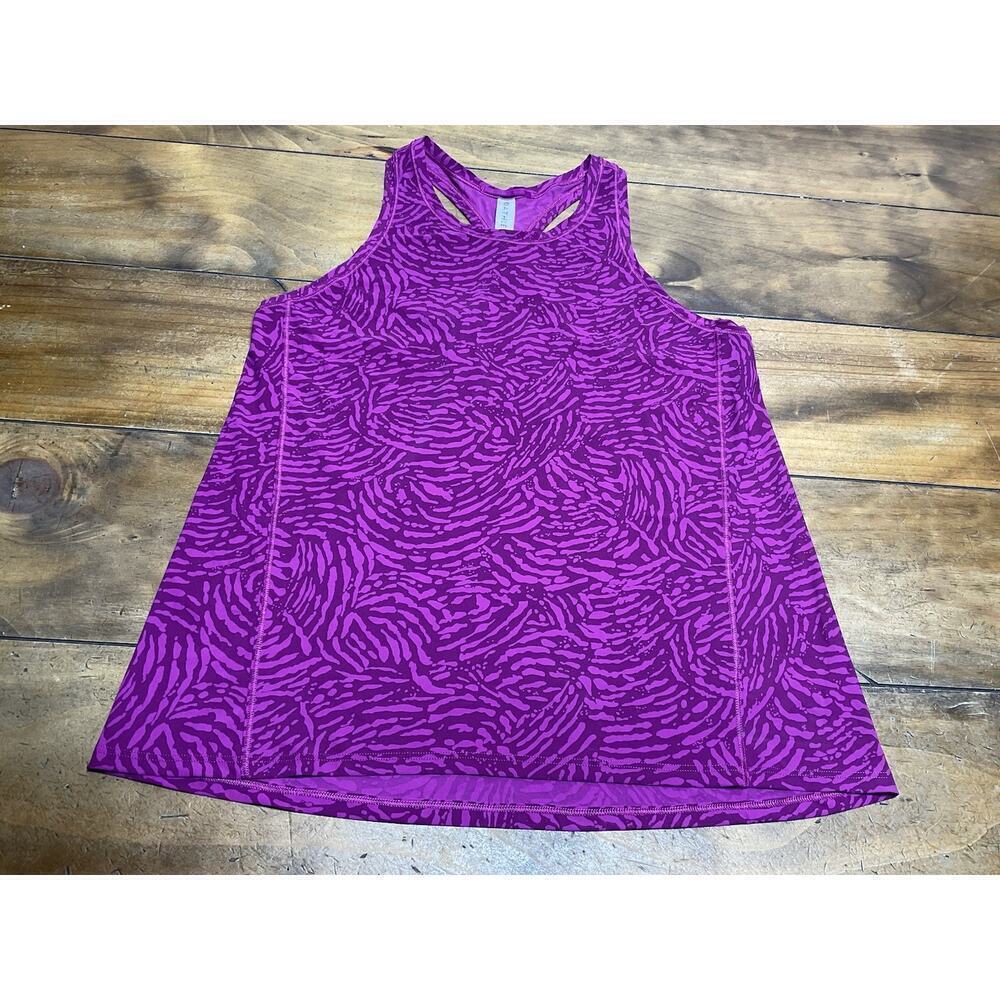 Athleta Racer Bank Tank Athletic Top Purple Pink Animal Print Size Small